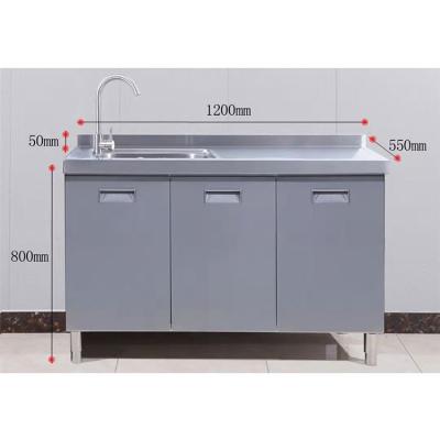 China Multifunctional Wholesale Modular Stainless Steel Kitchen With Three-Door Sink Cabinet for sale