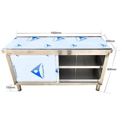 China 2021 Multifunctional Stainless Steel Sliding Door Work Table Kitchen Equipment Operation Table for sale