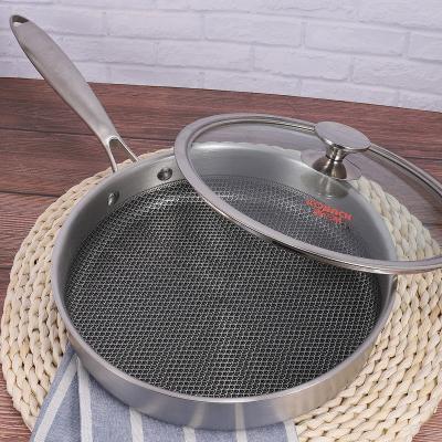 China Eco-friendly KOBACH Stainless Steel Pan and Honeycomb Cookware Kitchenware Wok Nonstick Frying Pan for sale