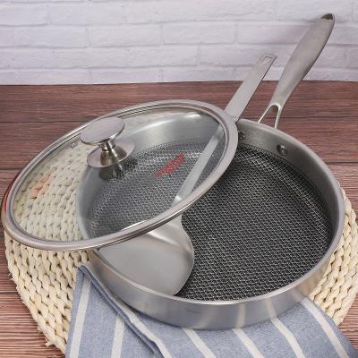 China KOBACH Stainless Steel Sustainable Universal Pans Non Stick Pancake Pan Fry Honeycomb Pot Flat Frying Pan Cookware for sale