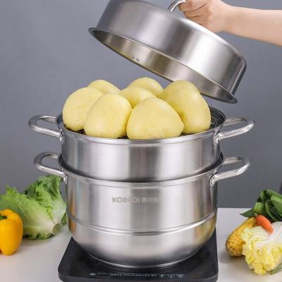 China KOBACH Kitchen Sustainable Universal Cooking Soup Steaming Pots Wholesale Stainless Steel Food Steamer Pot With Double Ear for sale