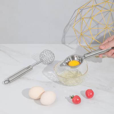 China KOBACH Stainless Steel Sustainable Kitchen Tools Egg Beater and Divider Hand Stirring Yolk Separator Egg Beater Set for Cooking for sale