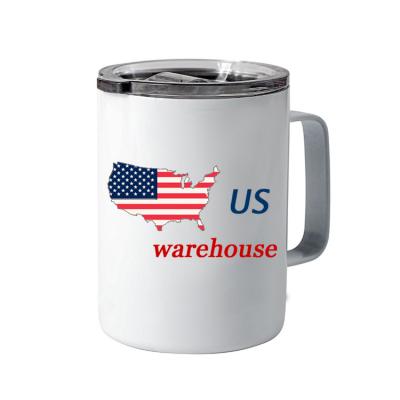 China Viable Sublimation Blanks Beer Coffee 12oz Stainless Steel Stainless Steel White Wall Sublimation Mug With Handle for sale