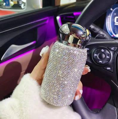 China Durable Luxury Portable Double Wall Vacuum Diamond Bling Bling 304 Stainless Steel Rhinestone Sport Thermo Water Bottle for sale