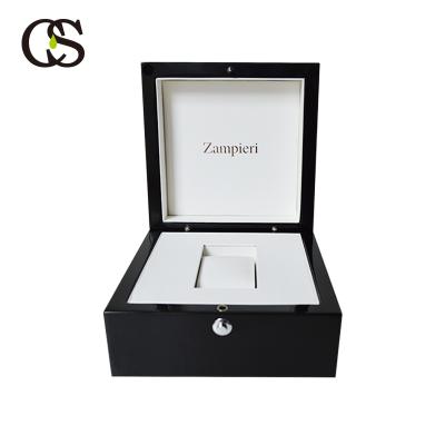 China high quality & Good service& OEM High Glossy Wholesale Black Paint Wooden Watch Box for sale