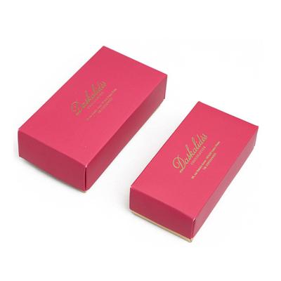 China Recyclable Fancy Card Gold Color Paper Custom Printing Logo 2pcs Hot Stamping Chocolate Packaging Gift Box for sale