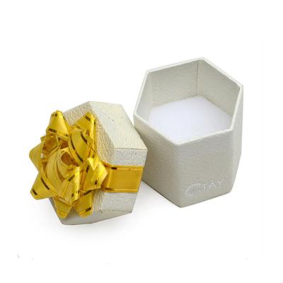 China Beautiful Recyclable Design Wedding Ring Paper Gift Box Cylindrical Birthday Gift Box With Yellow Ribbon for sale