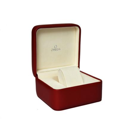 China Promotional beautiful good quality red color leather PU leather watch box watch case brand watch box for sale