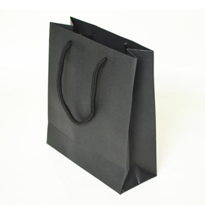 China Recycled Materials Matte Black Special Paper Recycle Drawstring Jewelry Packaging Wholesale Shopping Bag In Stock for sale