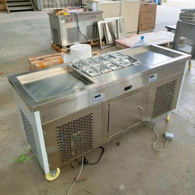 China Gebakken ijsmachine met 480mm Pan Size en 1650*560*780mm afmetingen Te koop