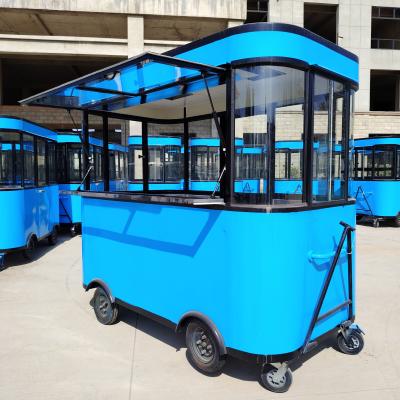 China Outlet Mobile Fast Food Cart for Snacks Beverages Ice Cream Coffee Milk Tea and Fruit Juice for sale