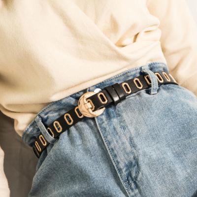 China Fashion.Casual hip hop steam eyelid belt women's punk free punch style simple soft belt jeans belt for sale