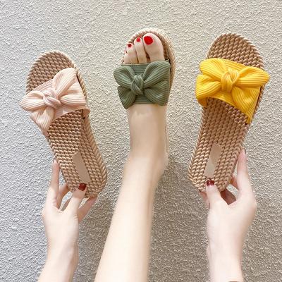 China Fashion trend slippers women's wear autumn fashion bow outside in 2022 summer new anti slip soft sandals for sale