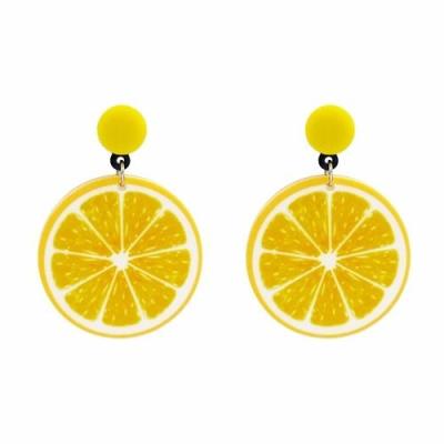 China Other Korean sharp red simple personality earrings summer lemon temperament soft dangle earrings avant-garde for sale