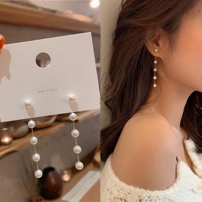 China Other flower star moon trend simulation pearl earrings long dangling earrings female wedding faux stone shape Korean jewelry earrings for sale