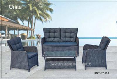 China Aluminium Frame Garden Rattan Sofa Set With Cushion Waterproof 4 Piece for sale