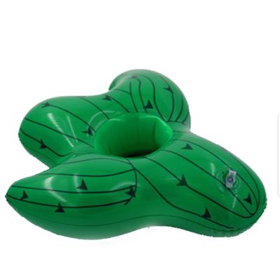 China Sustainable CACTUS Drink Cup Holder Inflatable Water Coaster Floating Cup Holder for sale