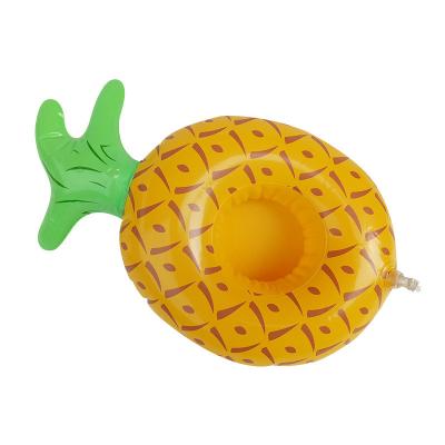 China Sustainable Portable Pool Floating Cup Stand Custom Pineapple Inflatable Drink Cup Holder for sale