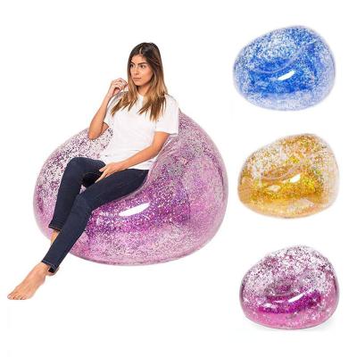 China Traditional Hot Selling Kids Inflatable Sequins Glittered Sofa Chair for sale