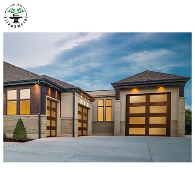 China Windproof Aluminum Alloy Frosted Glass Automatic Opening Glass Garage Doors For Villa for sale