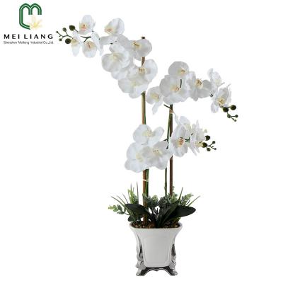 China Factory Wholesale Minimalist Real Touch Artificial Orchids Arrangements In Ceramic Vase for sale