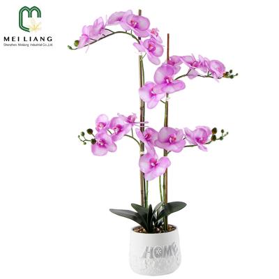 China Minimalist Real Touch Large Plants Decorative Phalaenopsis For Home Decor 3D Printing PEVA Plant Silk Artificial Orchid for sale