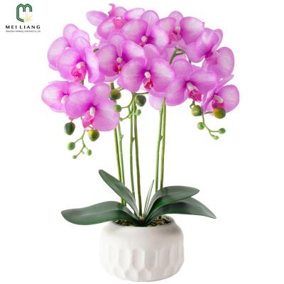 China Wholesale Minimalist Artificial Orchid Factory Real Touch Flower Orchid Butterfly Artificial Flowers With Pot Orchid With Vase for sale