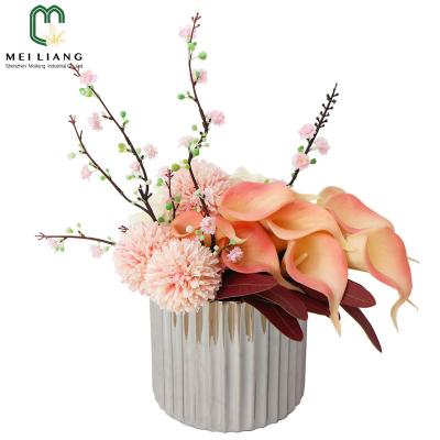 China China factory wedding desk centerpiece minimalist PU decorations faux calla vase home Lily Flowers Arrangements In Ceramic for sale