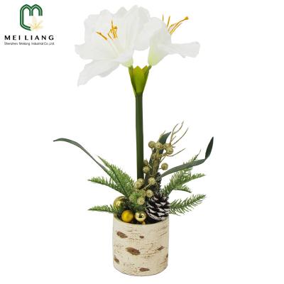 China Amaryllis Flowers Arrangements In Factory Fake Cement Silk Vase Wedding Party Minimalist Wholesale Home Decorations for sale