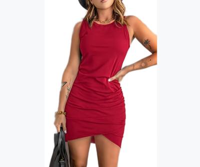 China Manufacturer Customized OEM/ODM Club Washable Sexy Women Casual Dress Basic Irregular Ruched Dress For Outdoor Sports for sale