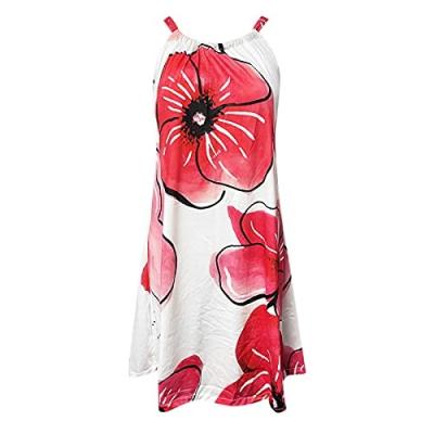 China OEM DOM High Quality Custom Summer Liberty Beach Skirt Ladies Square Breathable Loose Casual Neck Floral Print Sleeveless Dress for sale