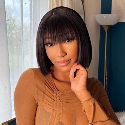 China Silky Straight Wave Wholesale Straight Brazilian Remy Bob Wigs None Lace Wigs Human Hair,Full Machine Wigs For Black Women for sale