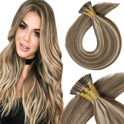 China Good Quality U V Keratin Flat Nail Pre Bonded Human Hair Cuticle Aligned I Tip 100 Remy Double Drawn Hair Extension for sale