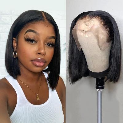 China Silky Straight 13x4 Wave Short Hair Wigs For Black Women Pre Plucked Bob Wig Lace Front Human Hair Wigs Remy Brazilian Glueless for sale