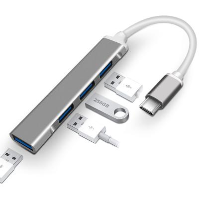 China Mobile Devices .desk computer private module type-c mini hub USB 3.0 USB HUB splitter 4 in 1 type-c aluminum alloy extender docks for sale