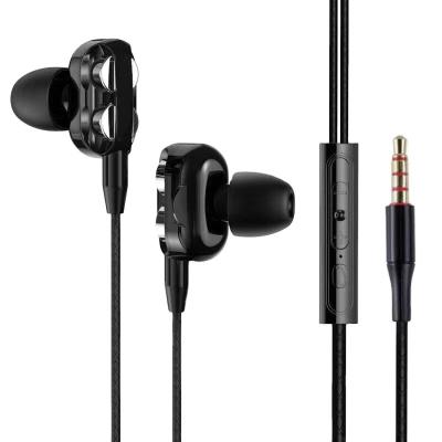 China In-Ear Dual Drive In Ear Earphone Bass Stereo Wired Headphones Microphone Sport Running Earbuds For Samsung iPhone Earphone for sale