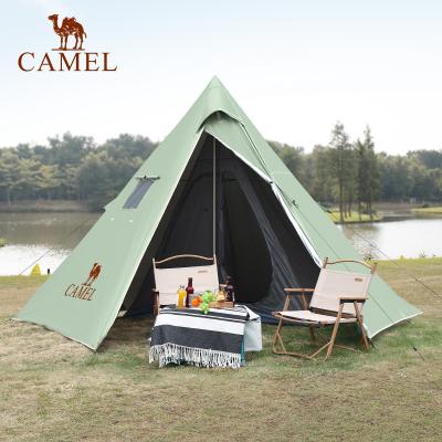 China waterproof & Glamping double layer camel rainproof people tent 4 pyramid tent detachable pentagonal camping tent outdoor waterproof tent for sale