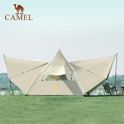 China Diagonal Tethering Type Camel Tent 4-6 Person Outdoor Waterproof Big Tent Outdoor Hiking Tents For 4 Person for sale