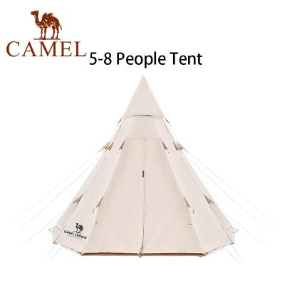 China New Arrival 5-8 Camping Bell Camel Cotton Breathable Tent 5-8 Person Outdoor Tents Waterproof Hiking Teepee Glamping Tent for sale