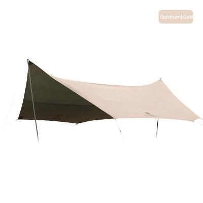 China Large Galaxy Camel Glamping Canopy Tarpaulin Outdoor Super Portable Sun Protection Hexagonal Camping Tent Straight Tying Type for sale