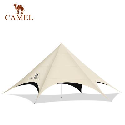 China Outdoor Ultra Large Hexagonal Hexagonal Sun Protection Stake Dome Tent Camel Glamping Glue Tent Tarp Tube Black Type Tent for sale