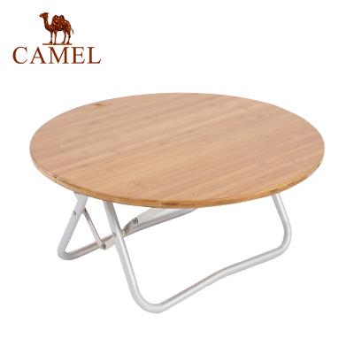 China Durable Stable Camel Portable Bamboo Folding Table Light Weight Around Camping Desk With Aluminum Alloy Legs for sale