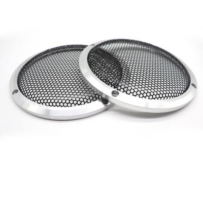 China Aluminum+iron 6.5 Inch Speaker Grill Aluminum Alloy Cover Subwoofer Speaker Cover Net Mesh Enclosure Decorative Ring Silver for sale