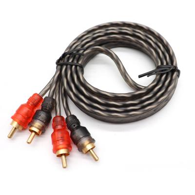 China Cheap Sale 0.5m 1.2m 2m 3m 5m Speaker Factory Amplifier Subwoofer Car RCA Audio Cable Pure Copper Signal For Car Audio for sale