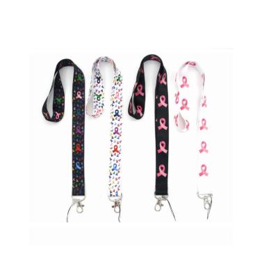 China New Arrival Polyester Phone Lanyard Lanyard Keychain Fast Shipping Fashion Breast Cancer Wholesale Custom Made for sale