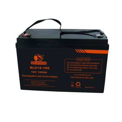 China 12V 24V 100ah Carbon Lead Rechargeable AGM Deep Cycle Solar Battery 12v 100a 330*172*222*222mm for sale