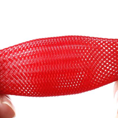 China 100% High Temperature And High Quality Brand New Polyester Braided Sleeve Electrical Cable End Protector PET Braided Sleeve Red for sale