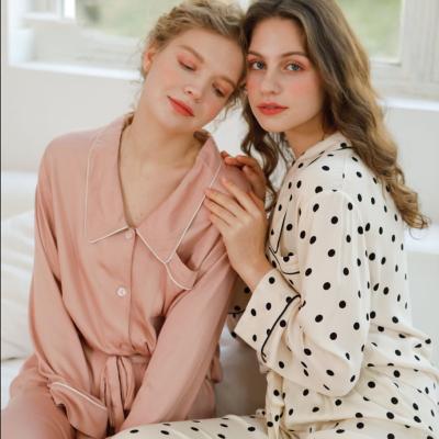 China QUICK DRY Women Pajamas Set Silky Soft Fiber Ladies Pajamas Set Pure Color Women Sleepwear Outdoor Homewear For Women for sale