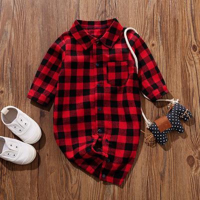 China Wholesale Fashional Baby Clothes Plaid Baby Romper Jumpsuits Newborn Baby Outfits Lovely Overalls for sale