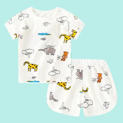 China Factory Price Cheapest Factory Price Summer Direct Baby Clothing Anti-Shrink Set High Quality Class Cotton Baby T-shirt Set Toddler Costumes for sale